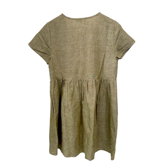 NWT Madewell Linen-Blend Alexandra Button-Front Mini Dress in Olive Branch - S - Picture 5 of 14